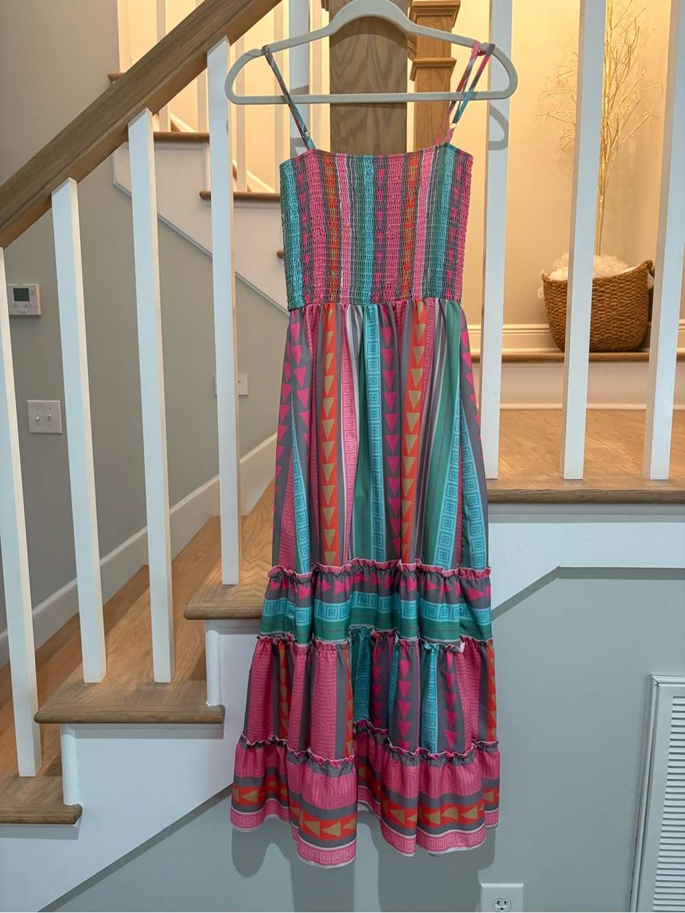 Pink & Teal Striped Maxi Sundress